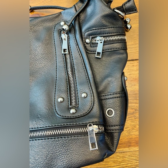 Laurel & Sunset Rockstar Biker Shoulder/Cross Body Bag | Black | Pockets Galore! - Picture 2 of 14